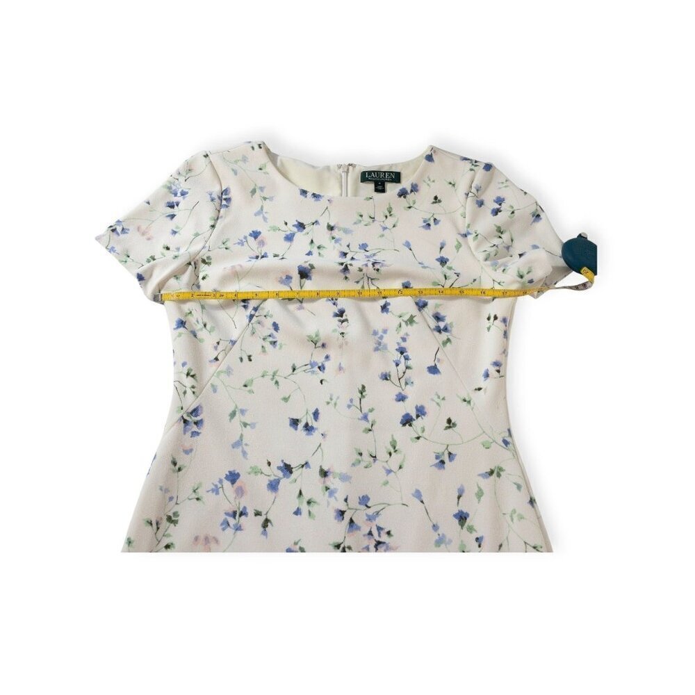 Ralph Lauren Blue Floral Mini Dress SZ 6 Flounced Hem - Picture 8 of 11